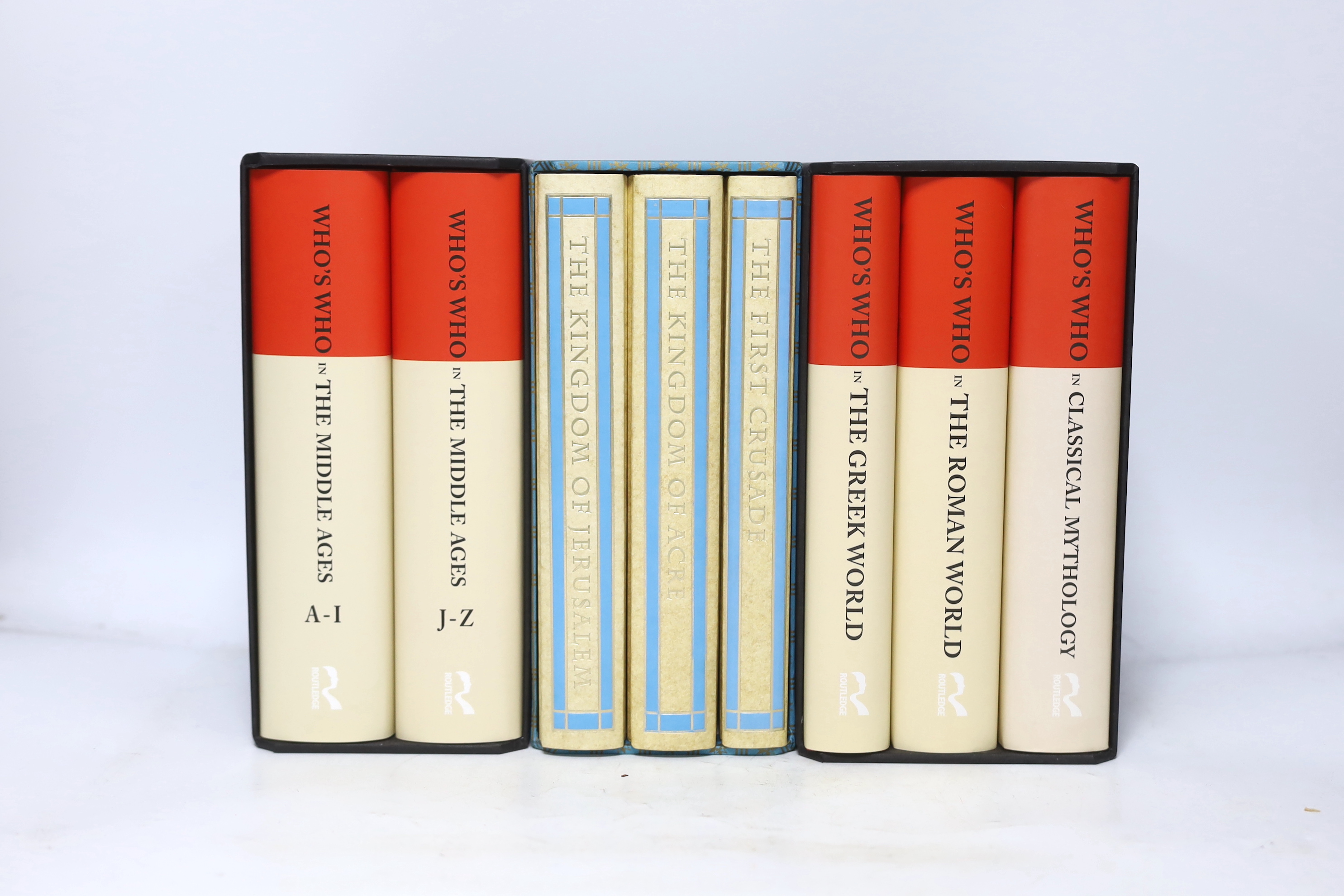 Hazel, John and Grant, Michael, Who's Who in the Greek World; Who's Who in the Roman World; Who's Who in Classical Mythology. 3 vols. publisher's cloth and d/wrappers, in slipcase. reprinted 2005